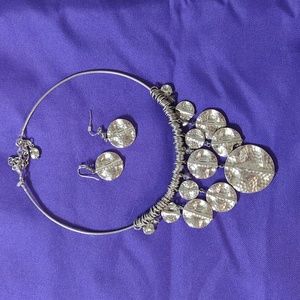 Silver coin necklace and earrings